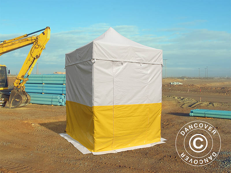 Flext. Pro PVC 2x2m Top+SWK WorkTent Wh/Yel SH+GL