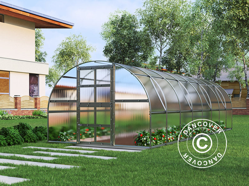Växthus polykarbonat TITAN Arch 320, 24m², 3x8m, Silver