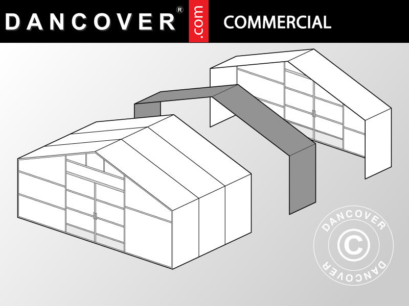 Förlängning till kommersiell växthustunnel, 8x2x3,95m, Transparent