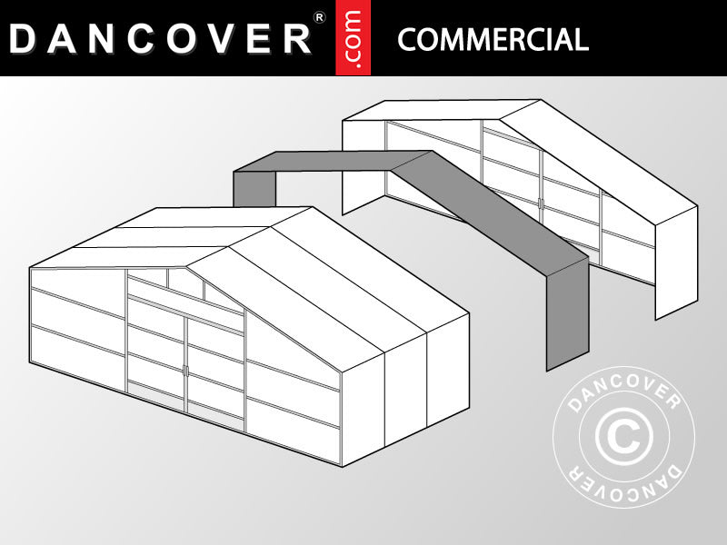 Förlängning till kommersiell växthustunnel, 10x2x3,95m, Transparent