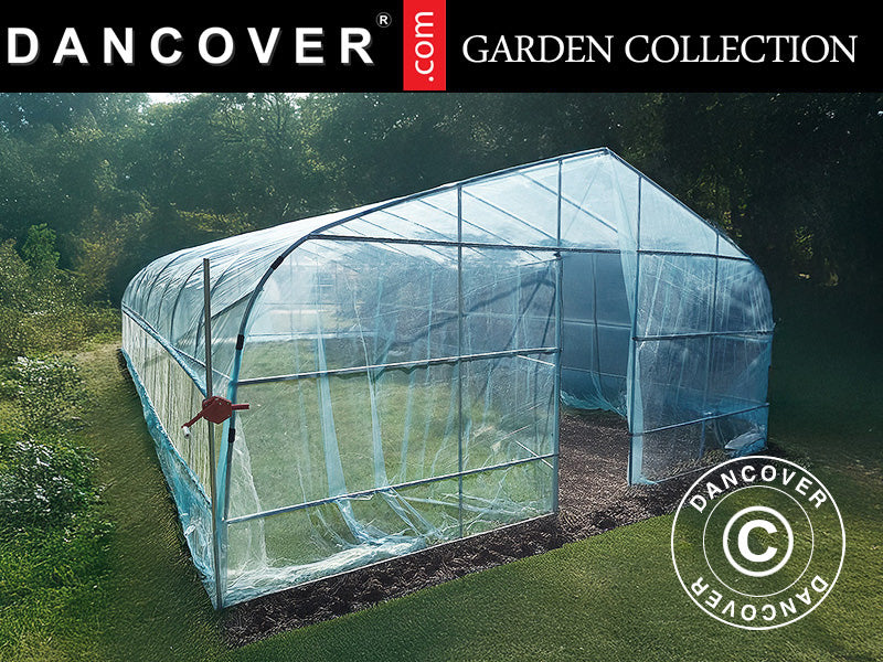 Tunnelväxthus, 6x10x2,5m, 100-mikron PO-film, Transparent