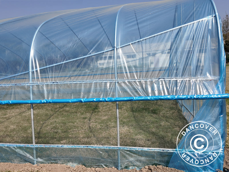 Tunnelväxthus, 7,5x10x3m, 100-mikron PO-film, Transparent