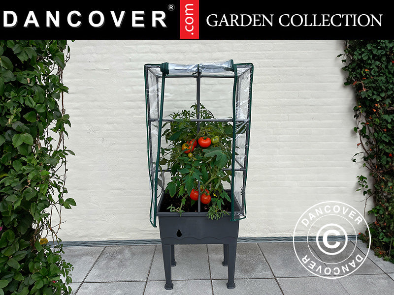 Planteringslåda/odlingsbädd m/trellis, 0,6x0,4x1,5m, Grå