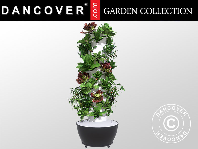 Hydroponiskt odlingstorn med LED, 0,80x0,80x1,7m, Vit