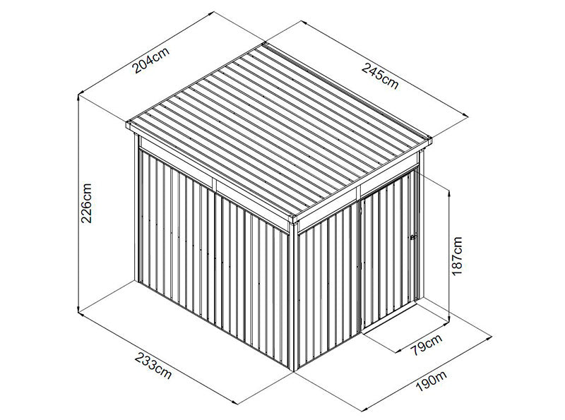 Redskapsbod med takfönster, 2,04x2,45x2,26m, 5,0m², Antracit