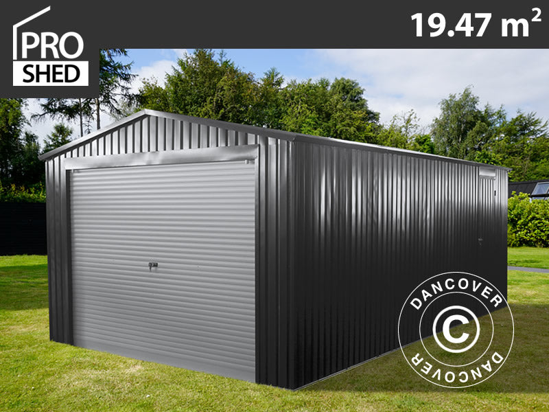 Metallgarage 3,38x5,76x2,43m, 19,47m², ProShed®, Antracit