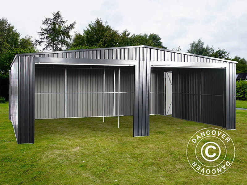 Dubbelt metallgarage 6,37x5,13x2,41m, 31,74m², ProShed®, Antracit