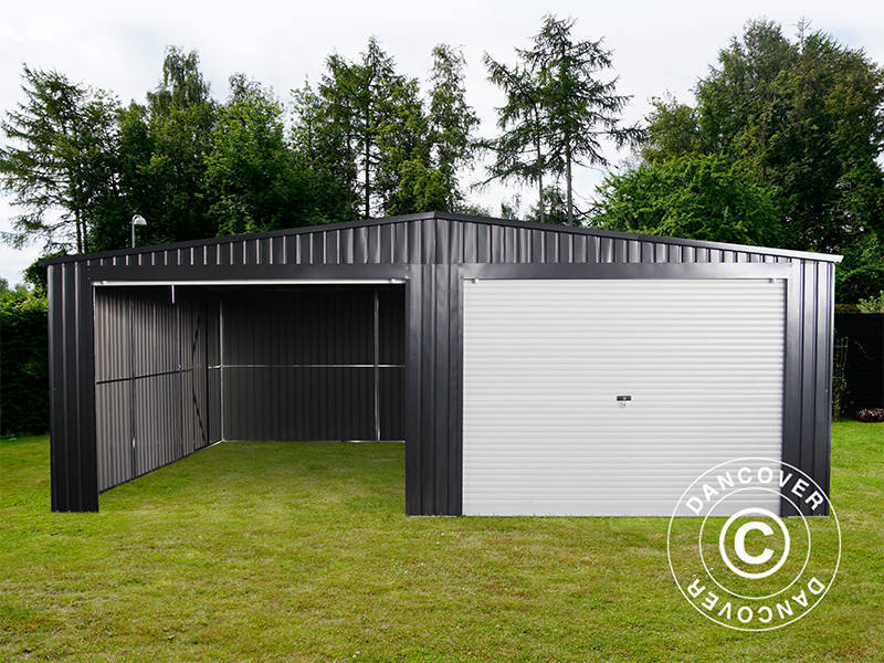Dubbelt metallgarage 6,37x5,13x2,41m, 31,74m², ProShed®, Antracit