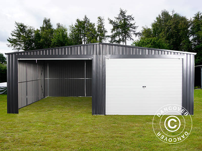 Dubbelt metallgarage 6,37x5,13x2,41m, 31,74m², ProShed®, Antracit
