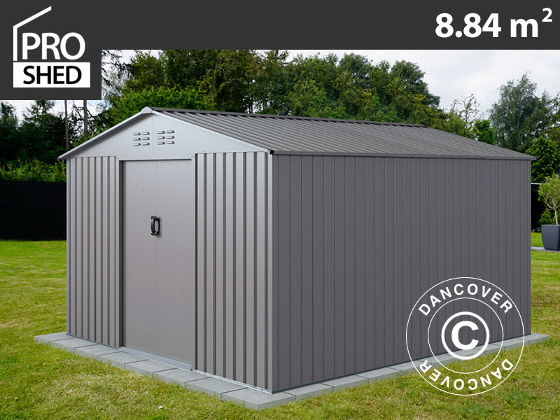 Redskapsbod 2,77x3,19x1,92m, 8,84m², ProShed®, Aluminium Grå