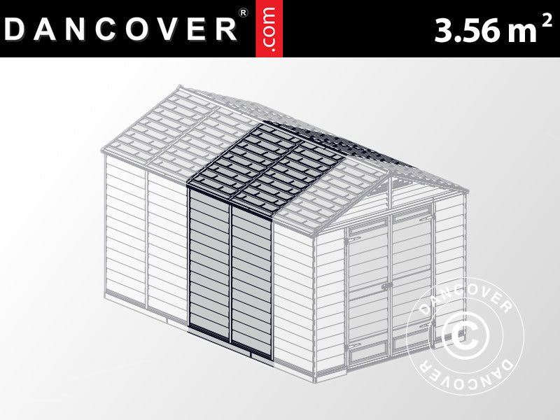 Polykarbonat Trädgårdsskjul utbyggnad SkyLight, Palram/Canopia, 2,37x1,5x2,34m, Grå BARA 2 ST. KVAR