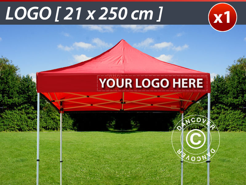 1 St. FleXtents tryck på takkappa 21x250cm, placerat till höger