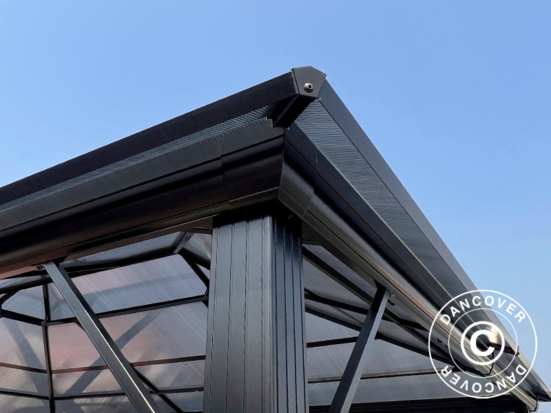 Paviljong Santa Ana med gardiner och myggnät, 3,65x4,85m, Svart