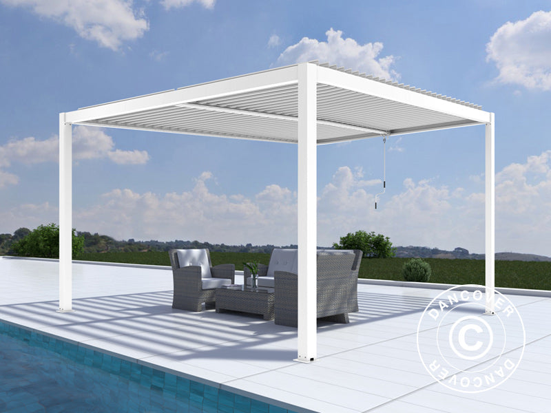 Bioklimatisk pergola Paviljong San Pablo Alu+, 4x4m, Vit