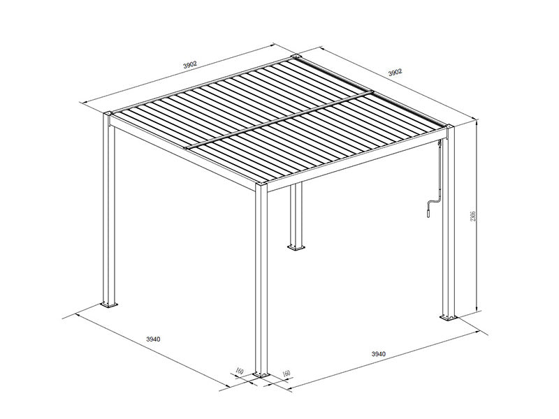 Bioklimatisk pergola Paviljong San Pablo Alu+, 4x4m, Svart/Vit