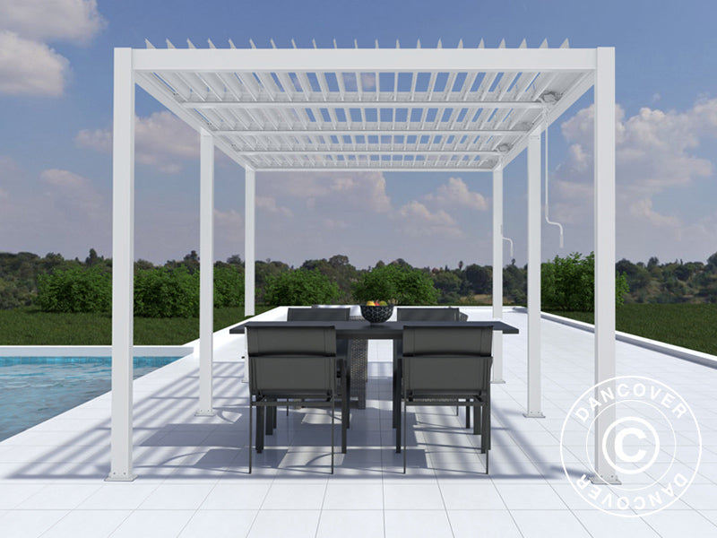 Bioklimatisk pergola Paviljong San Pablo Alu+, 3x5,8m, Vit