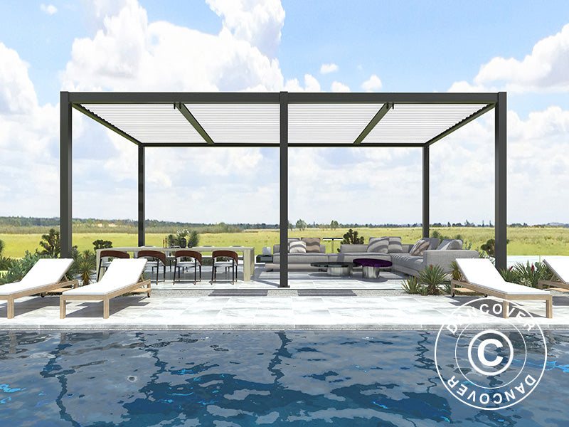 Bioklimatisk pergola Paviljong San Pablo Alu+, 3x5,8m, Svart/Vit