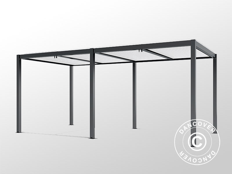 Bioklimatisk pergola paviljong San Pablo Alu+, 4x5,8m, Svart/Vit