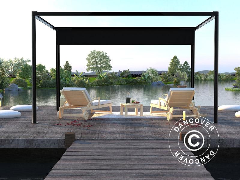 Pergola paviljong San Fernando, 4x4m, Svart/Mörkgrå