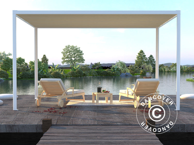 Pergola paviljong San Fernando, 4x3m, Vit/Beige