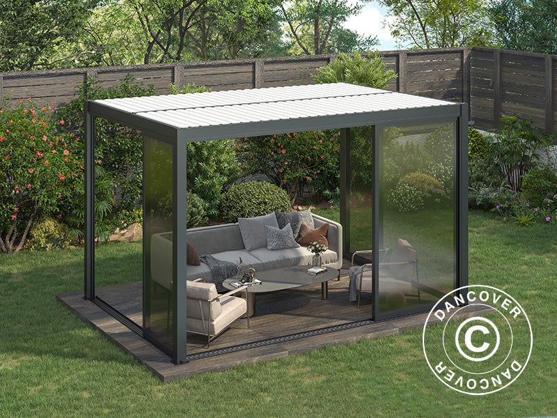 Pergola Gaz. San Pablo Alu+ 3x4m w/SlidDoorSet Black/Wh