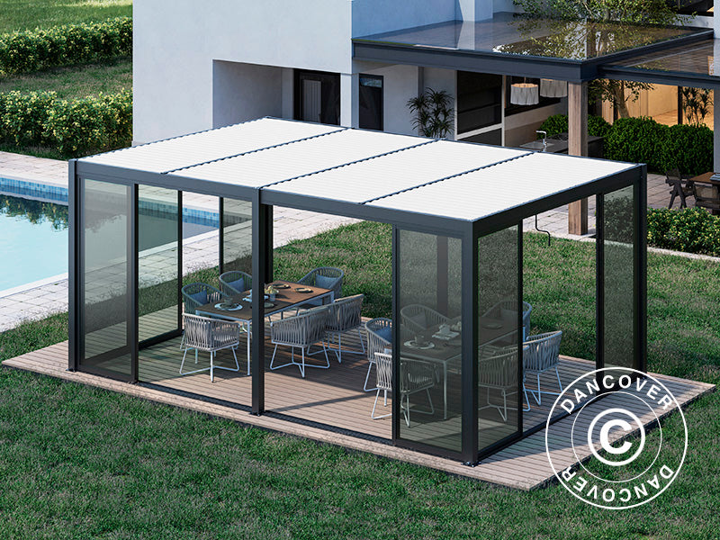 Pergola Gaz. San Pablo Alu+ 3x5,8m w/SlidDoorSet Blk/Wh