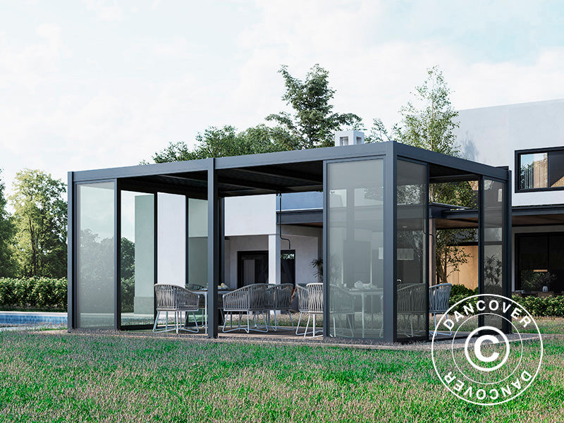 Pergola Gaz. San Pablo Alu+ 4x5,8m w/SlidDoorSet Black