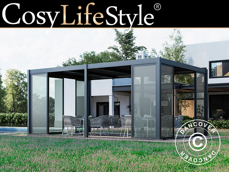 Pergola Gaz. San Pablo Alu+ 4x5,8m w/SlidDoorSet Black