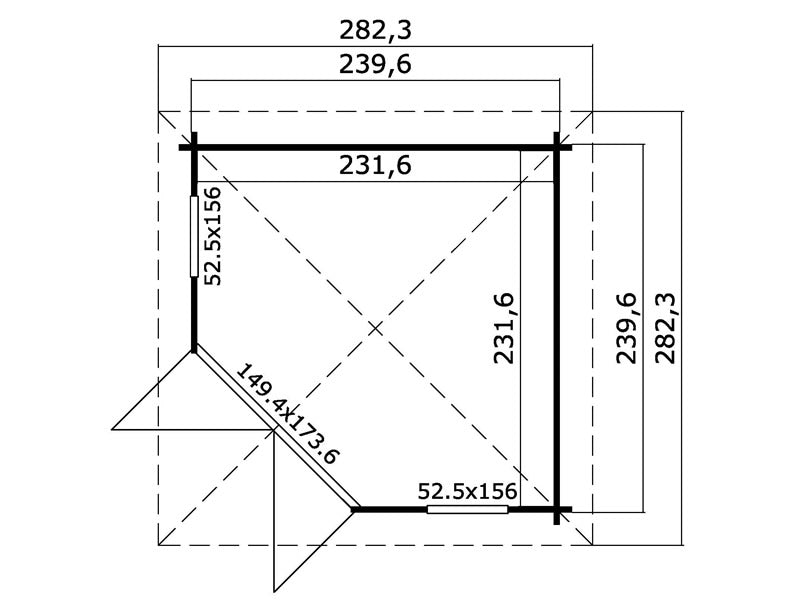 Paviljong i trä Brittany, 2,4x2,4x2,41m, 40mm, Mörkgrå