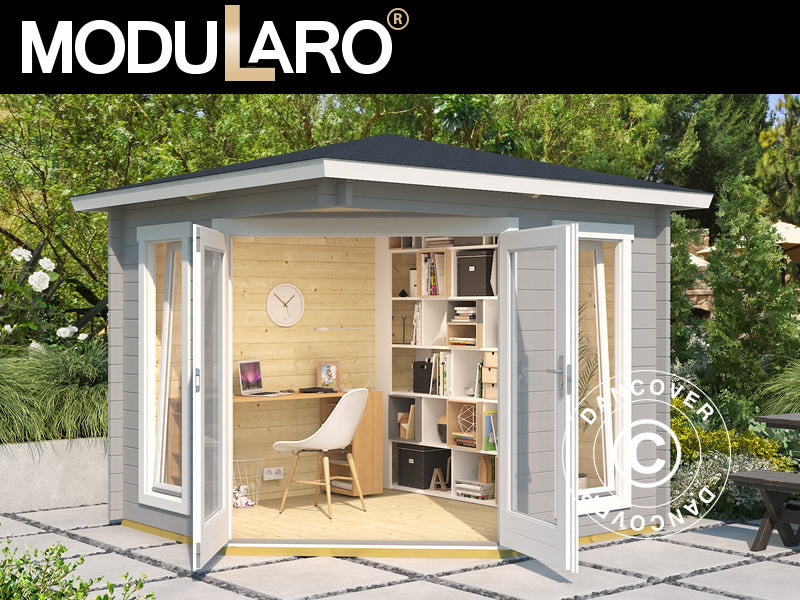 Paviljong i trä Brittany, 2,4x2,4x2,41m, 40mm, Ljusgrå