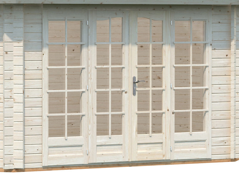 Paviljong i trä med golv, 5,71x4,21x3,71m, 20,3m², Naturlig