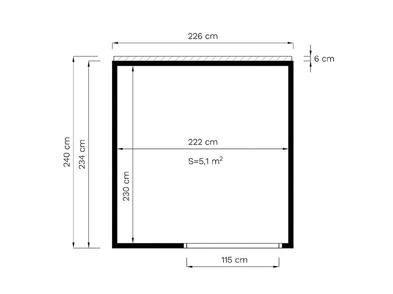 Paviljong i trä, Bertilo Garten Lounge 1, 2,26x2,34x2,32m