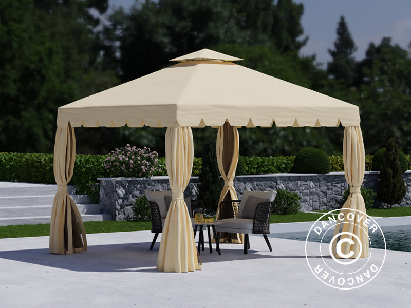 3x3m Gazebo OSIRIS Peaked Valance Sand