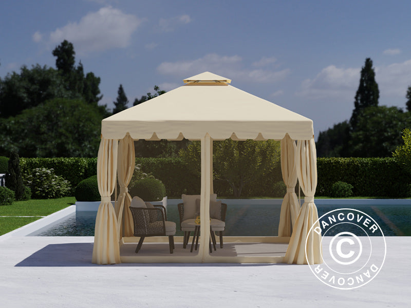 3x3m Gazebo OSIRIS Peaked Valance Sand