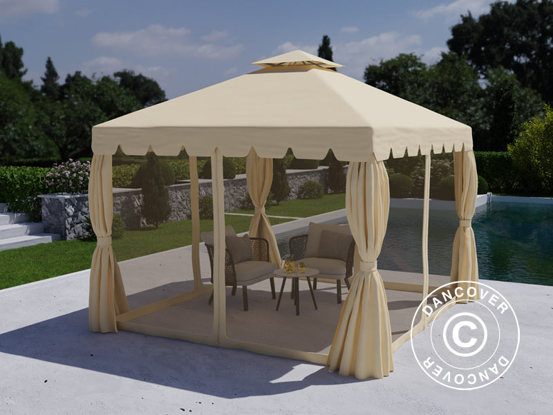 3x3m Gazebo OSIRIS Peaked Valance Sand