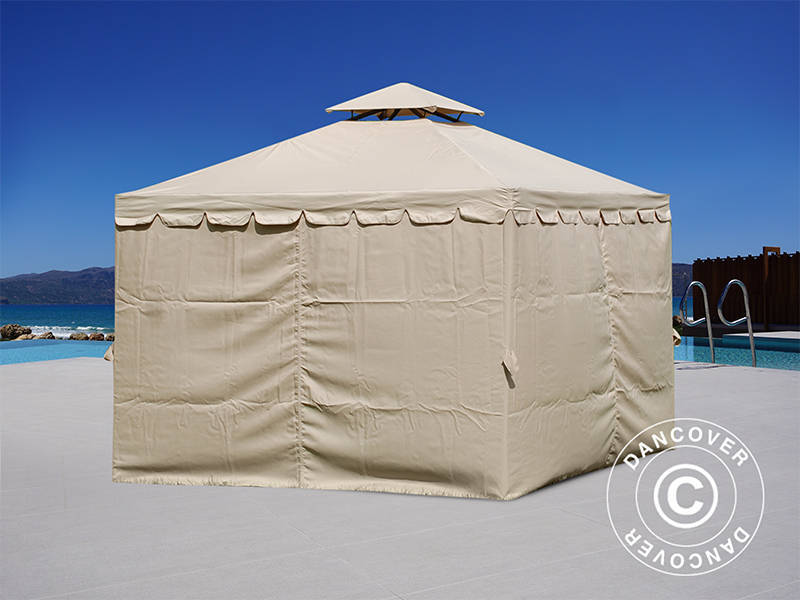 3x3m Gazebo OSIRIS Peaked Valance Sand