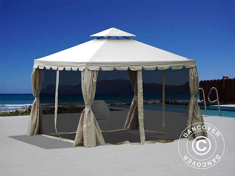 3x3m Gazebo OSIRIS Peaked Valance Sand