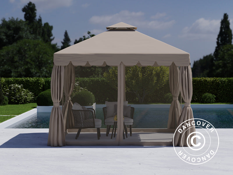 3x3m Gazebo OSIRIS Peaked Valance Dark Beige
