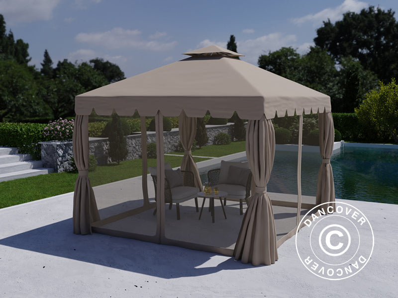 3x3m Gazebo OSIRIS Peaked Valance Dark Beige