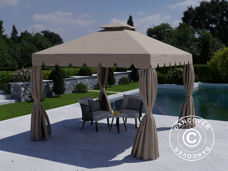 3x3m Gazebo OSIRIS Peaked Valance Dark Beige