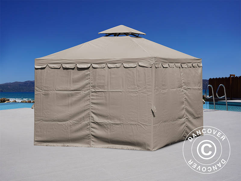 3x3m Gazebo OSIRIS Peaked Valance Dark Beige