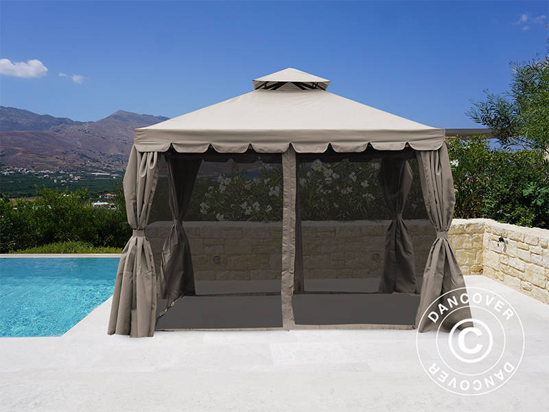 3x3m Gazebo OSIRIS Peaked Valance Dark Beige