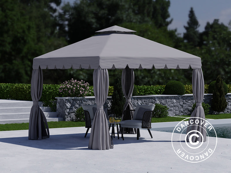 3x3m Gazebo OSIRIS Peaked Valance Grey
