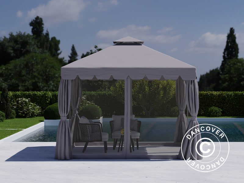 3x3m Gazebo OSIRIS Peaked Valance Grey