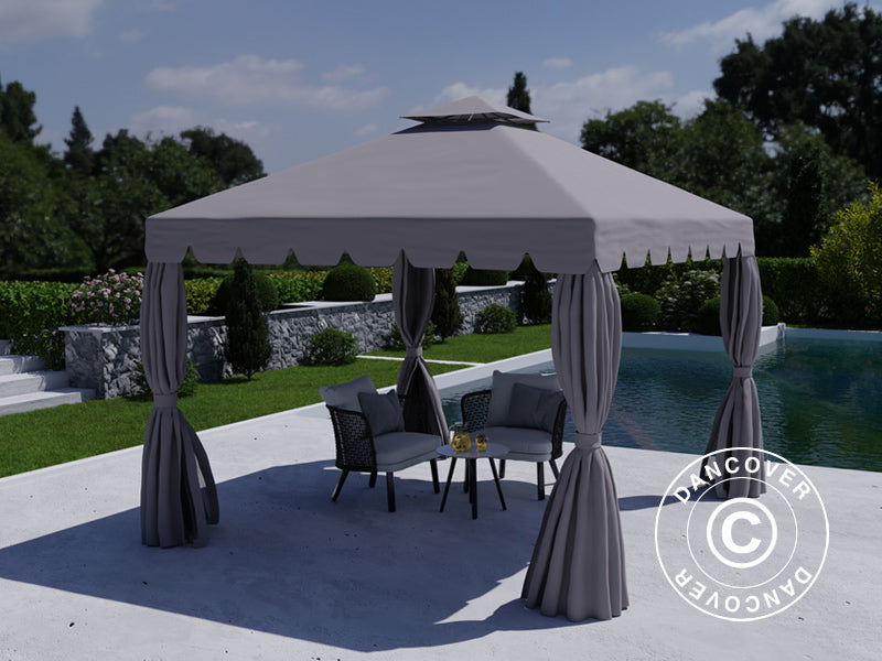 3x3m Gazebo OSIRIS Peaked Valance Grey