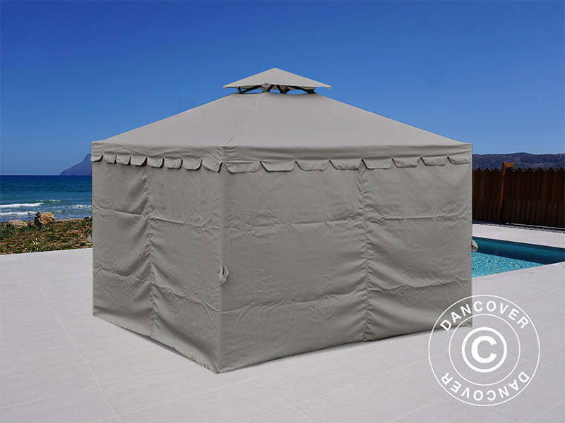 3x3m Gazebo OSIRIS Peaked Valance Grey