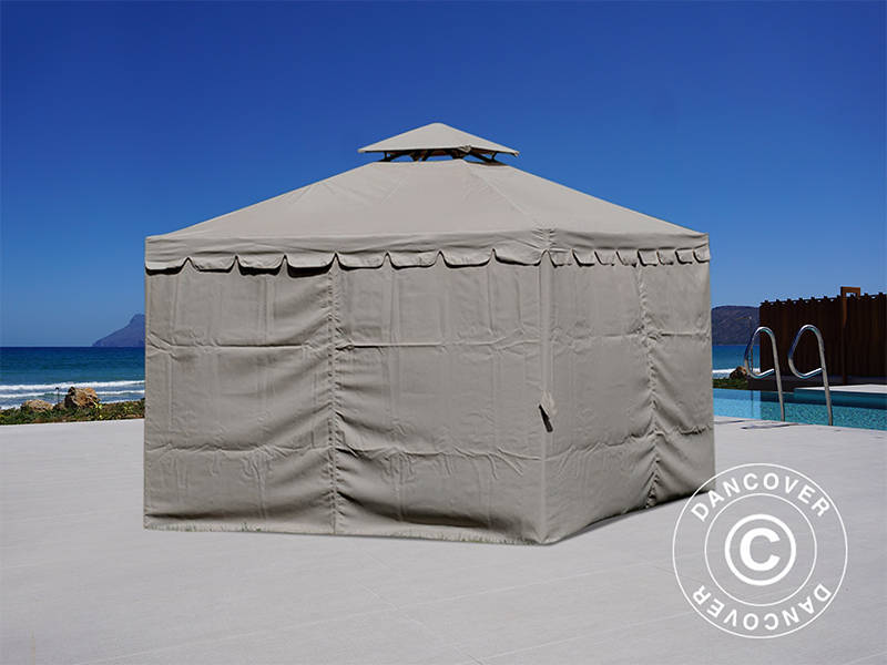 3x3m Gazebo OSIRIS Peaked Valance Grey