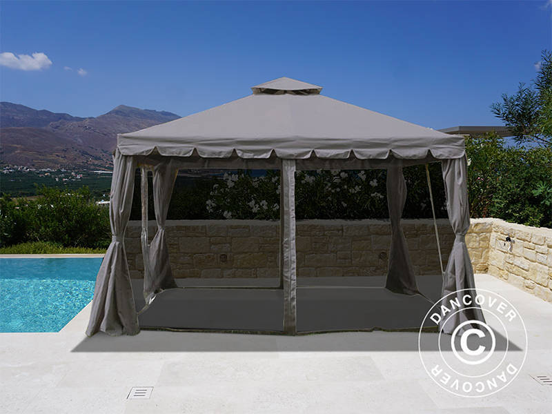 3x3m Gazebo OSIRIS Peaked Valance Grey