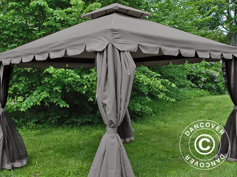 3x3m Gazebo OSIRIS Peaked Valance Grey