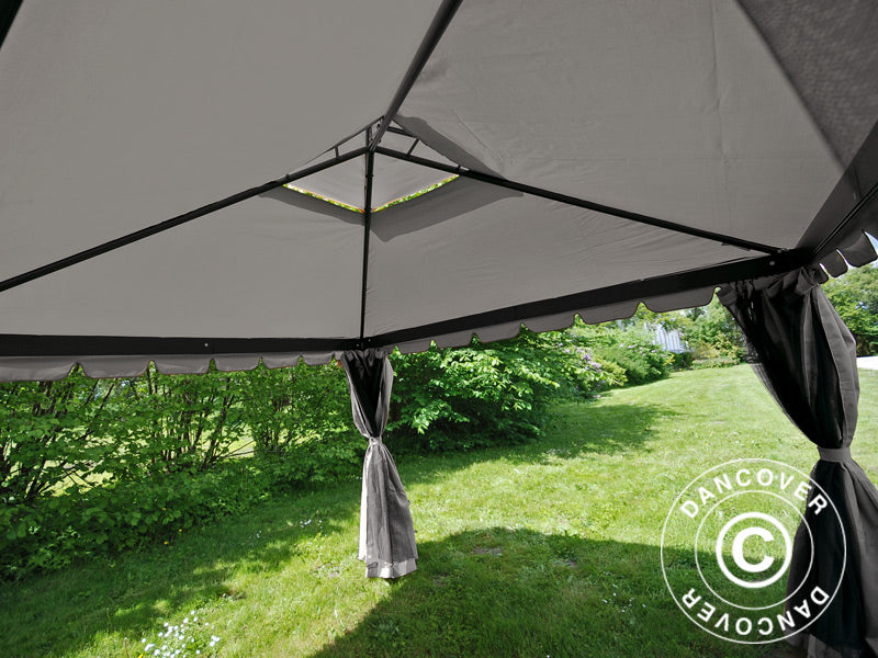 3x3m Gazebo OSIRIS Peaked Valance Grey